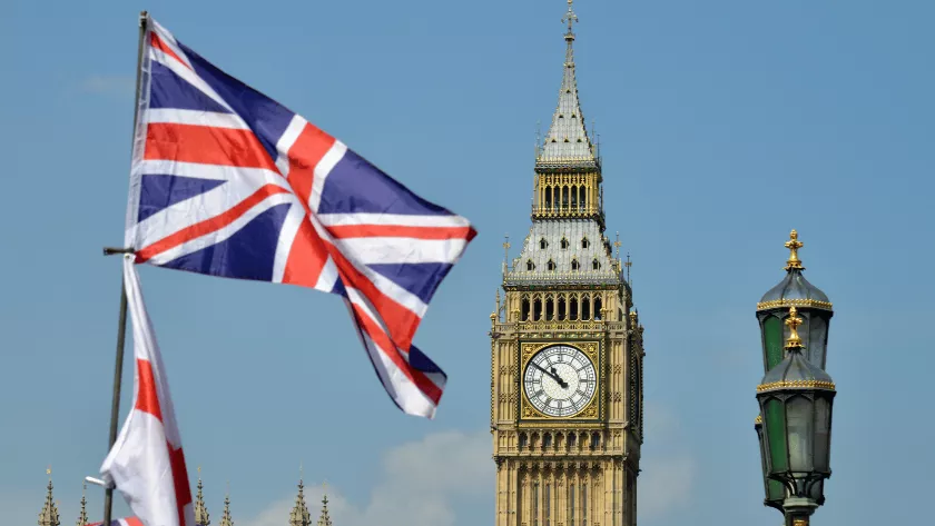 UK flag infront of London tower