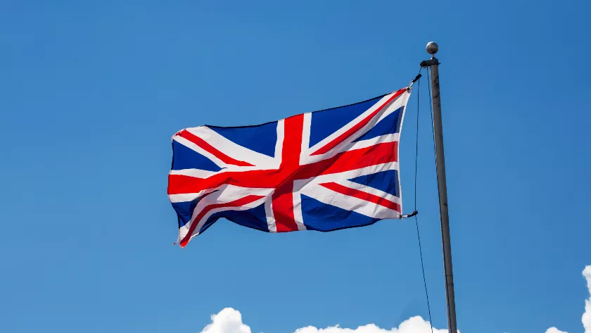 united kingdom flag with sky in the background