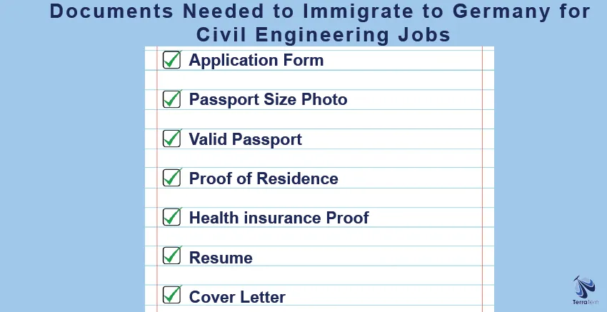 Documents needed to immigrate to Germany for civil engineering jobs