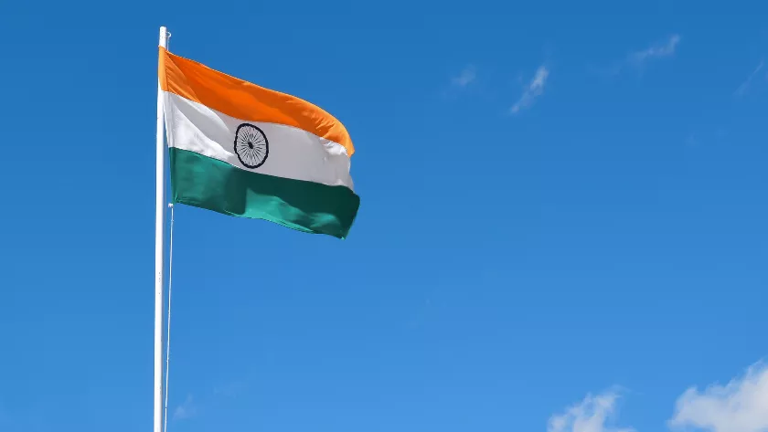 Indian Flag with sky in background