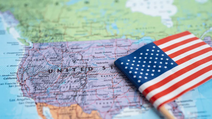 united states flag on its map