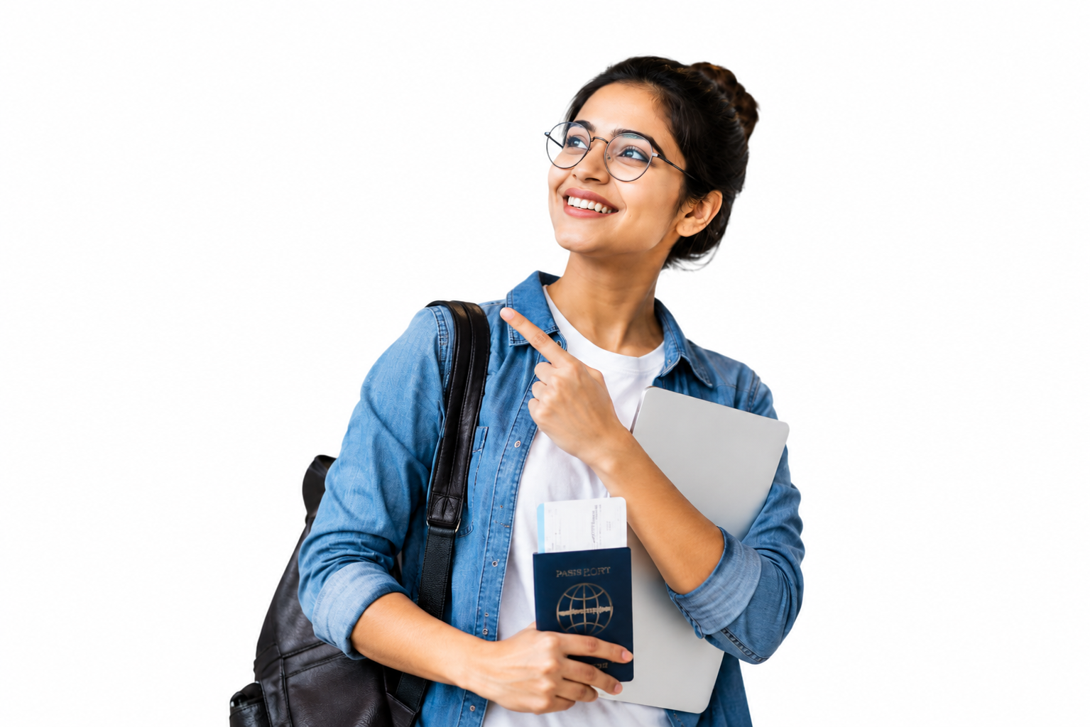 Student pointing up